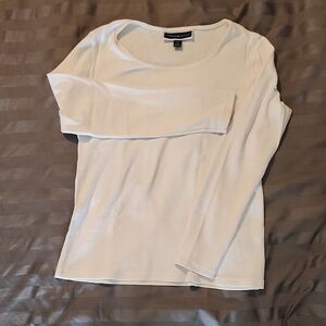 Karen Scott White Scoop-Neck Long Sleeve Top